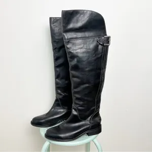 Hinge Over the Knee Leather tall boots In Black Size 7.5 Equestrian Bohemian thumbnail 5
