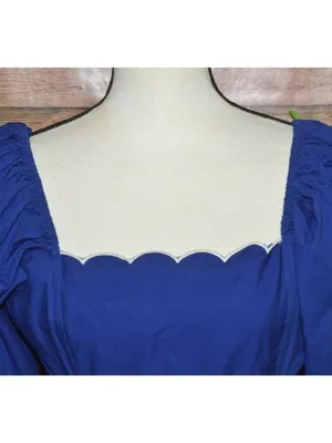 NWT Anthropologie Forever That Girl Mimi Size M Blue Scalloped Mini Sun Dress thumbnail 5