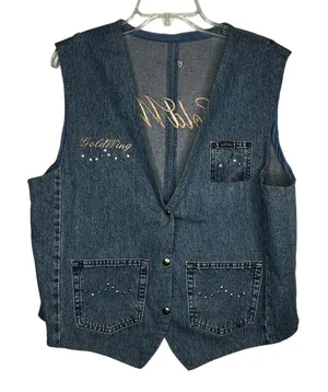 Gold‎ Wing Denim Vest Blue Size L thumbnail 1
