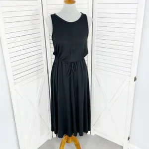 The Limited Signature Drawstring Waist Midi Sundress‎ Black Medium Knit thumbnail 2