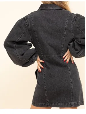 Free People Black Mia Denim Mini Dress Small thumbnail 9