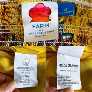 Farm‎ Rio Dress Bria Smocked Mini Floral Off-Shoulder Yellow Multi XS EUC thumbnail 8