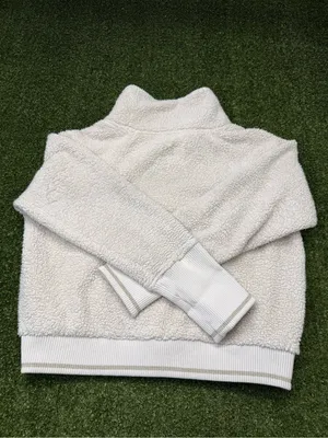 Athleta Tugga Sherpa Jacket in Natural White Cream Winter Croppy Casual Lg thumbnail 8