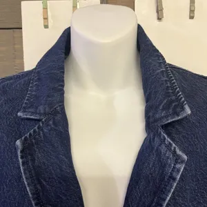 Abercrombie & Fitch Dark Wash Boxy Long Sleeve Jean Blazer Jacket Button Medium thumbnail 8