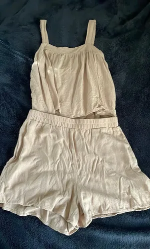 Amazon Set Summer Two-Piece Matching Women’s Linen Beige XS thumbnail 1