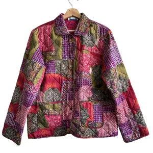 Anna And Frank VTG Silk Patchwork Quilt Jacket Coat Cottage Grandma Core M Size M thumbnail 1