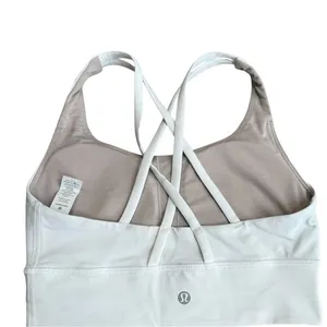 Lululemon‎ Women’s Size 4 Longline Energy Bra White Strappy Gym Yoga Sports Bra thumbnail 3