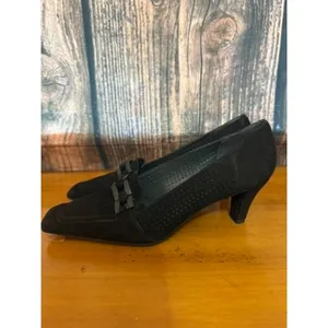 Stuart Weitzman Women's Black‎ Suede Block Heel Pumps Size 7 Vintage thumbnail 6