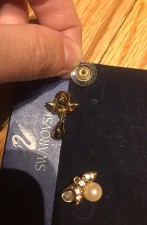 Swarvoski Pearl Angels Earrings Vintage Coquette thumbnail 6