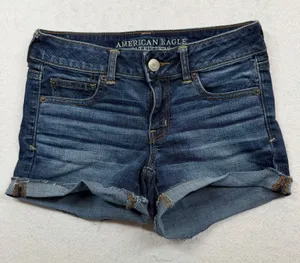 American Eagle Outfitters Denim Shorts Womens 4 Blue Mid Rise Cuffed Stretch thumbnail 1