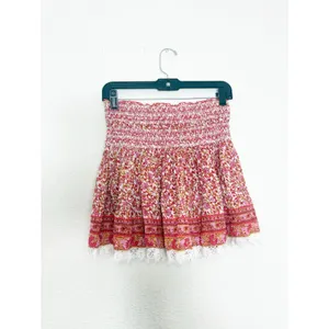 Poupette St Barth Galia Smocked Mini Skirt Size XS Pink Mistral Floral Boho thumbnail 12
