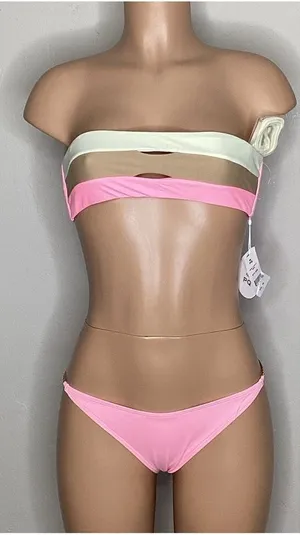 New. L*SPACE and PQ pink bikini S-top/L-bottom. Retails $172 thumbnail 1