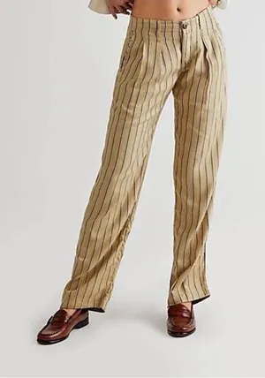 Free People CLEAN SAND COMBO Women's Heat Wave Relaxed Chino Pants thumbnail 1