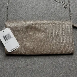 Gunne Sax Peyton Clutch Champagne Glitter Bow Rhinestone Chain Strap Evening Bag thumbnail 2