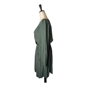 Maeve Anthropologie Dress Women XS Olive Green Faux Wrap Mini Preppy‎ Boho Retro thumbnail 6