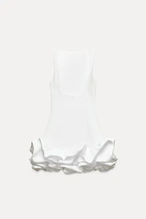 Zara dress mini white fitted bodycon with ruffled skirt party evening wedding thumbnail 19