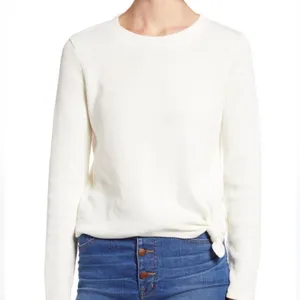 Madewell Texture & Thread Jacquard Ivory Ribbed Tie Front Long Sleeve Top Small thumbnail 1