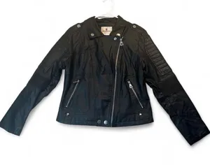 Urban Republic black leather jacket with zipper and button closure, size M #bikerchic #edgy thumbnail 1