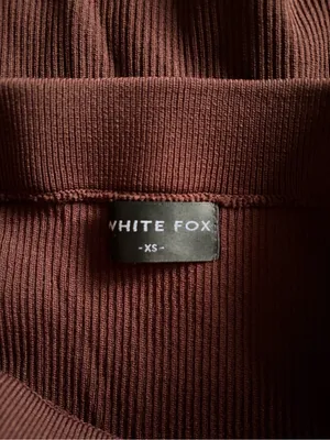 White fox boutique brown ribbed knit midi asymmetrical midi skirt size xs thumbnail 8