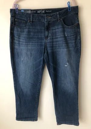 NWT Apt. 9 Women’s Boyfriend Jeans Modern Blue Denim Pants Straight Leg Size 14 thumbnail 1
