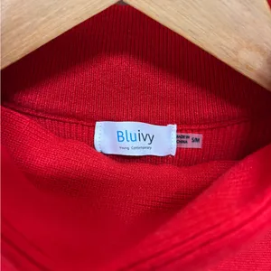 Bluivy Red Mock Turtleneck Knit Sweater Size M thumbnail 2