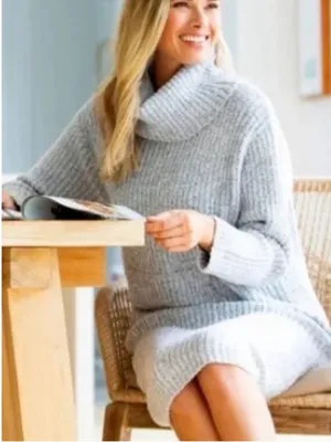Like New SOFTIES Marshmallow Slouch Turtleneck Lounge Dress Grey Size 2X/3X thumbnail 9