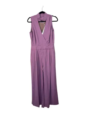 Wildfang Purple The Empower High Waisted V Neck Wide Leg Jumpsuit Womens 10 NWT thumbnail 2