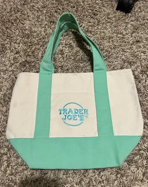 TRADER JOES Mini Canvas Tote Bag Spring 2025 Pastel Green thumbnail 1