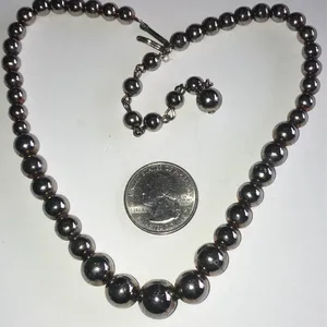 Vintage Silver Tone Metal Beaded Ball Beads Retro Boho Necklace thumbnail 4