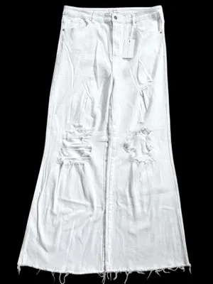 NWT Risen Jeans High Rise Distressed Wide Leg Dad Jeans White Size 3X thumbnail 1
