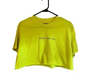 Pretty Little Thing Neon Yellow Cropped T-Shirt Womens Size 8 100% Cotton Casual thumbnail 1