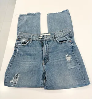 MOTHER The Insider Crop Step Fray Jeans Distressed Raw Hem Light Wash size 26 thumbnail 1