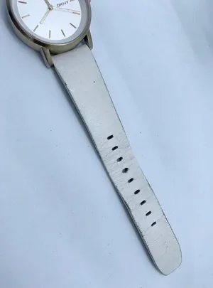 Dkny women watch 34mm gold tone solid stainless steel white Leather band WR runs thumbnail 3