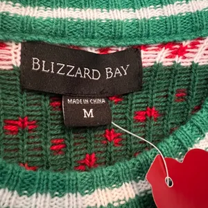 Blizzard Bay T-Rex Dinosaur Christmas Tree Ugly Sweater Red Green Womens Medium thumbnail 3
