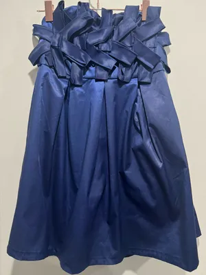 NWT Fumblin Foe Navy Blue Woven Lattice Bow Strapless Cocktail Mini Dress L⁠ thumbnail 1