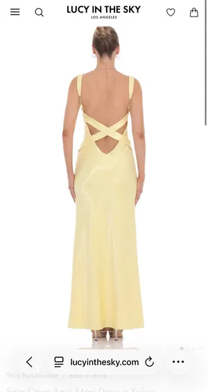 Satin Open Back Maxi Dress in Yellow thumbnail 2