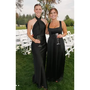 Show Me Your Mumu Jasmine Halter Maxi Dress Black Luxe Satin Size Large thumbnail 4