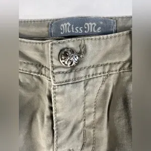 Miss Me • Olive Green Cargo Jeans Bead Embellished Cross Accent Size 26 thumbnail 6