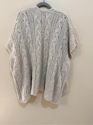 Aerie One Size Cream Cable Knit Open Front Cardigan Oversized Boho Sweater thumbnail 3