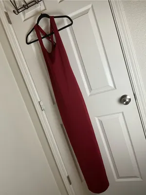 ZARA Red Criss Cross Halter Neck Maxi Dress with Slit Size S thumbnail 2