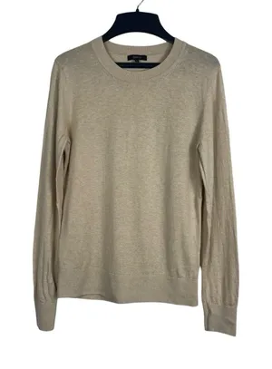 Quince Women’s S Oatmeal Cashmere Blend Crewneck Sweater Organic Cotton thumbnail 1