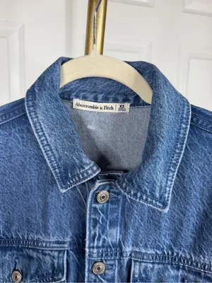 Abercrombie & Fitch XS Denim Mini Shirt Dress Cotton Lyocell Button Front thumbnail 3