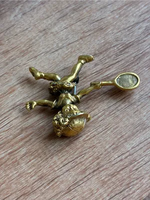 Tortolani Vintage Gold Tennis Brooch Pin thumbnail 8