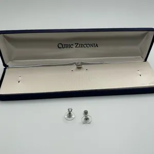 Kay Jewelers Silver CZ Earrings Stainless Steel Round Push Back Ear Stud for Men Women 4mm thumbnail 6