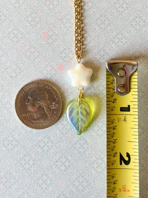 Handmade quality Czech glass star & leaf fairy statement cottage necklace🍃 thumbnail 7