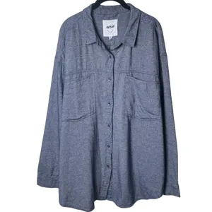 NEW Aerie Anytime Fave Twill Button‎ Down Flannel Blue Capsule Outdoors XXL thumbnail 2