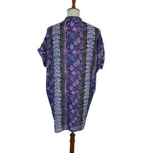 Karlie Dress Womens Medium Blue‎ Tunic Short Sleeve Boho Festival Vacay thumbnail 4