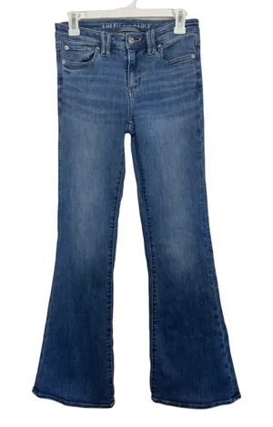 American Eagle Low Rise Flare Jeans 4 Long 31” Flap Pockets Next Level Stretch thumbnail 1