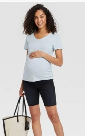 Isabel Maternity by Ingrid & Isabel Over Belly Bermuda Maternity Jean Shorts thumbnail 4