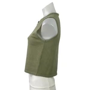 House of Harlow 1960 Green 100% Cashmere Button Up Tank Crop Cardigan Sweater XS thumbnail 2